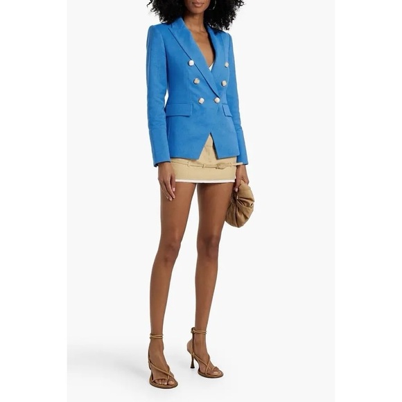 Veronica Beard Miller Dickey Double Breasted Canvas Blazer in Azure Size 8